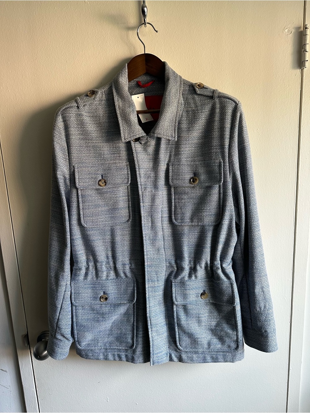 ISAIA NWOT Gray Cotton and Suede Utility Field Jacket EU50